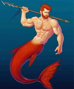 Redhead Merman Art paint by numbers