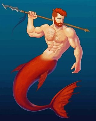 Redhead Merman Art paint by numbers