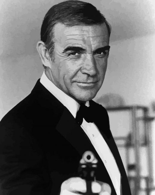 Monochrome Sean Connery paint by numbers