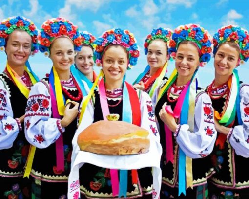 Ukrainian Girls With Headflowers paint by numbers