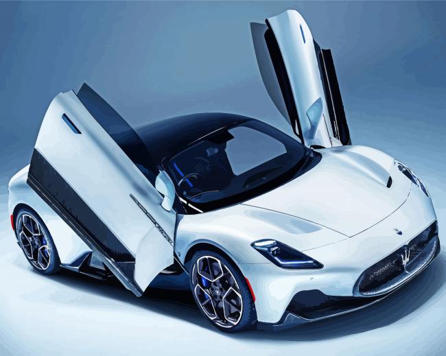 Luxury White Maserati paint by numbers