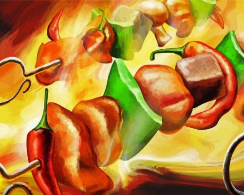 Abstract Food Art paint by numbers