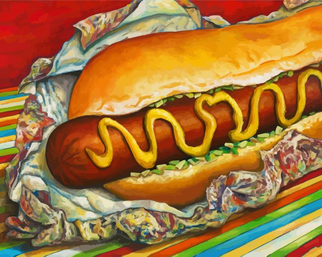 Abstract Hot Dog Sandwich paint by numbers