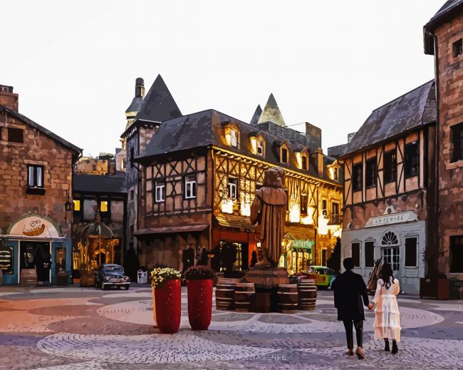 Aesthetic French Village paint by numbers