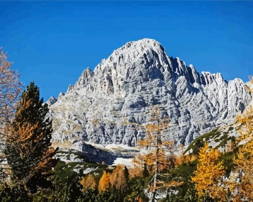 Aesthetic Mountains And Birch Trees paint by numbers