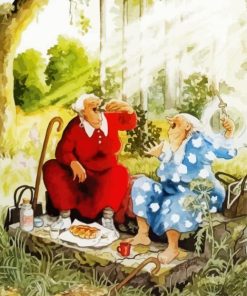 Old Happy Ladies In Garden paint by numbers