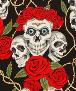 Creepy Skulls And Roses paint by numbers