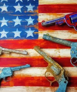 American Flag With Vintages Guns paint by numbers