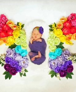 Baby With A Floral Butterfly Wings paint by numbers