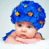 Baby With Blue Flowers paint by numbers