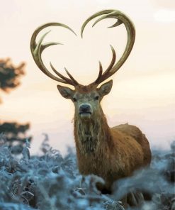 Beautiful Deer With Horns Heart paint by numbers