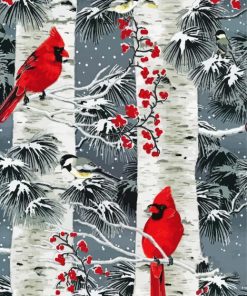 Birch Trees And Birds paint by numbers