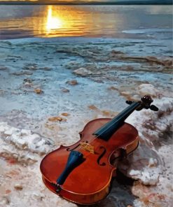 Brown Violin In Beach paint by numbers