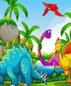 Cartoon Dinosaurs Types paint by numbers