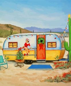 Travel Trailer In Desert paint by numbers