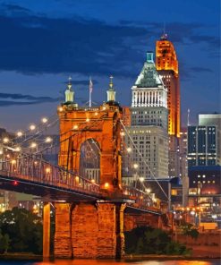 Cincinnati Bridge At Night paint by numbers