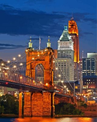 Cincinnati Bridge At Night paint by numbers