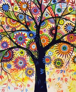 Colorful Abstract Tree Art paint by numbers