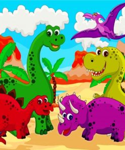 Cute Cartoon Dinosaurs paint by numbers