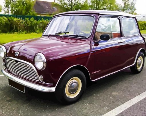 Dark Red Classic Mini Car paint by numbers