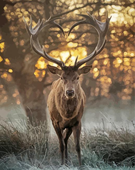 Deer With Horns Heart paint by numbers