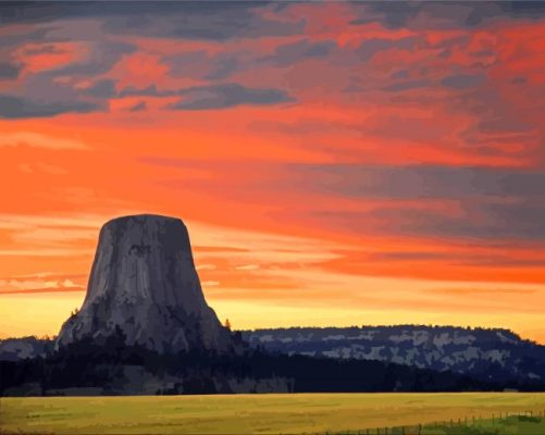 Devils Tower At Sunset paint by numbers