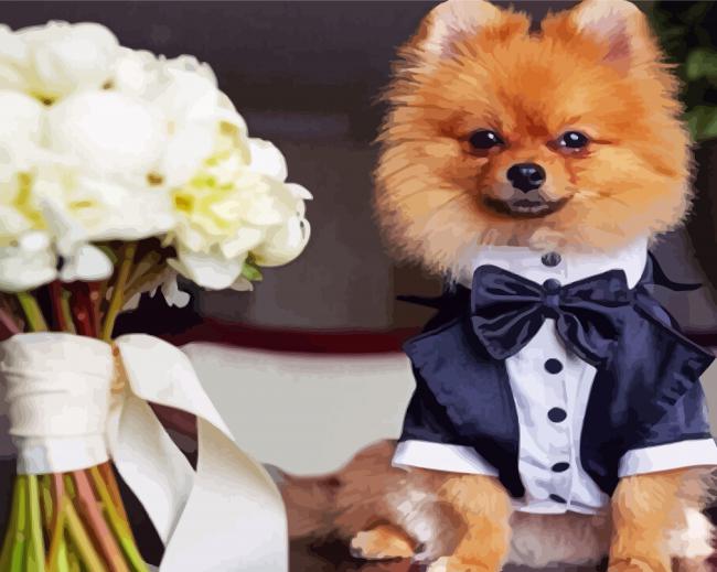 Dog With Suit For Wedding paint by numbers