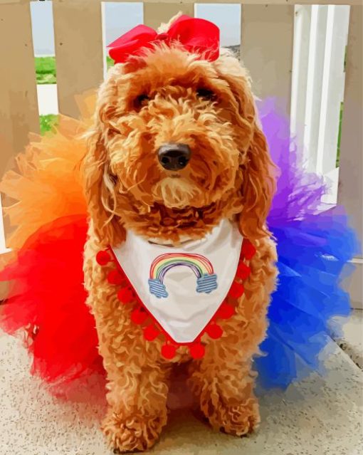 Dog In Colorful Tutu paint by numbers