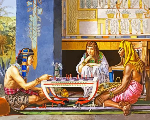 Egyptian Chess Players paint by numbers