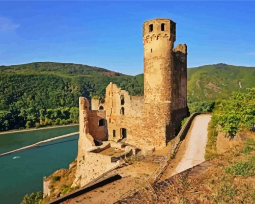 Ehrenfels Castle In Rudesheim paint by numbers