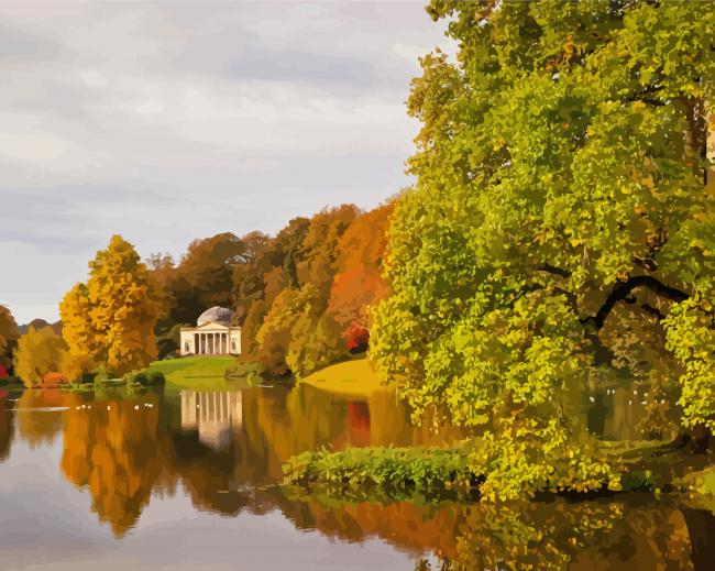 Autumn English Garden Landscape paint by numbers