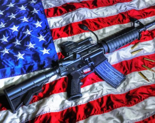 Gun With American Flag paint by numbers