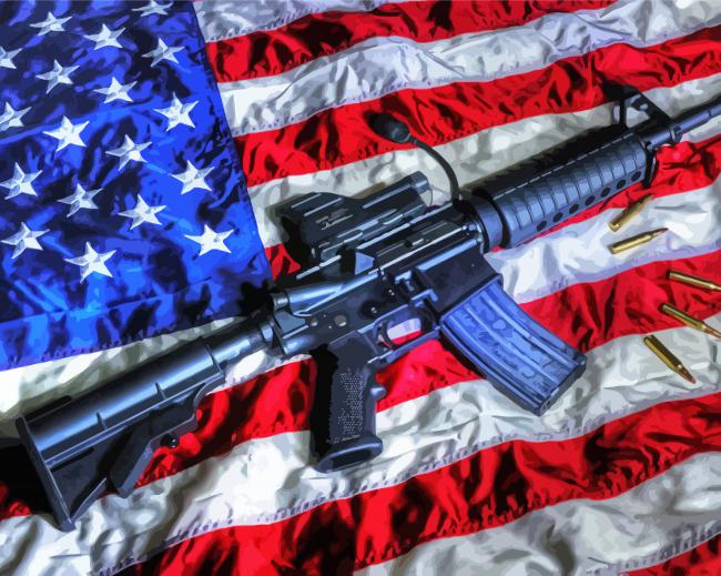 Gun With American Flag paint by numbers
