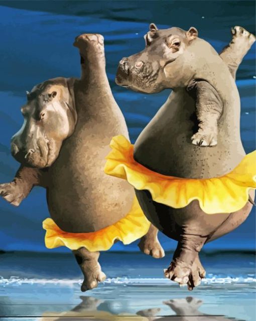 Hippo Animals Dancing paint by numbers