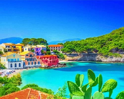 Ionian Islands Houses paint by numbers