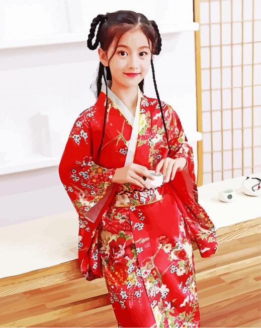 Japanese Girl With Kimono paint by numbers