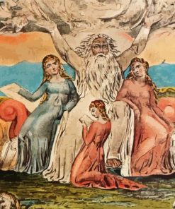 Job And His Daughters By William Blake paint by numbers