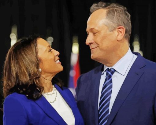 Kamala Harris And Her Husband Douglas Emhoff paint by numbers