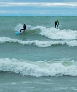 Surfing In Kincardine Beach paint by numbers