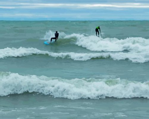 Surfing In Kincardine Beach paint by numbers