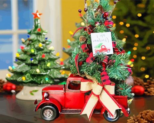 Little Vintage Christmas Truck paint by numbers