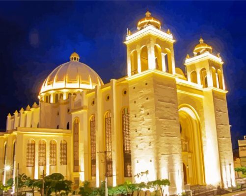 Morazán Plaza At Night paint by numbers