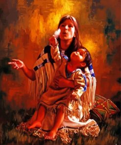 Native American mom and baby Arts paint by number