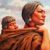 Native American mom and baby paint by number