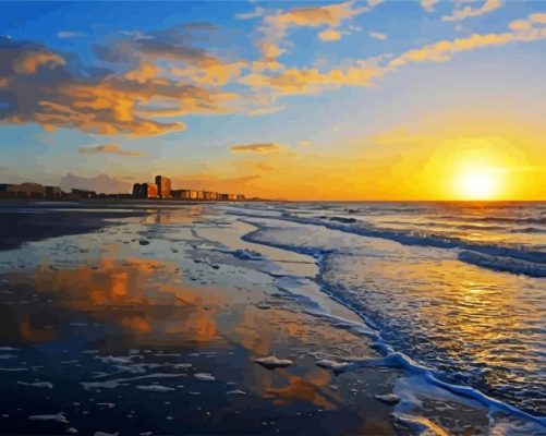 Ostend Beach At Sunset paint by numbers