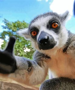 Primate Lemur Taking Selfie paint by numbers