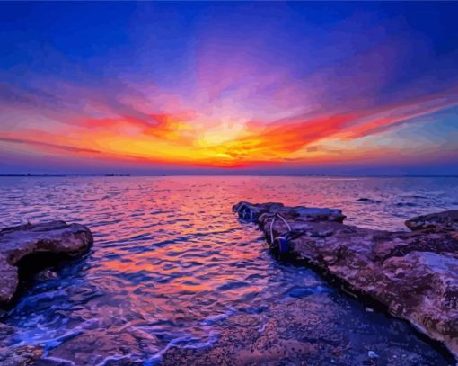 Protaras Beach At Sunset paint by numbers