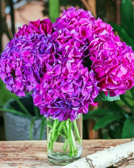 Purple Hydrangeas In Glass paint by numbers