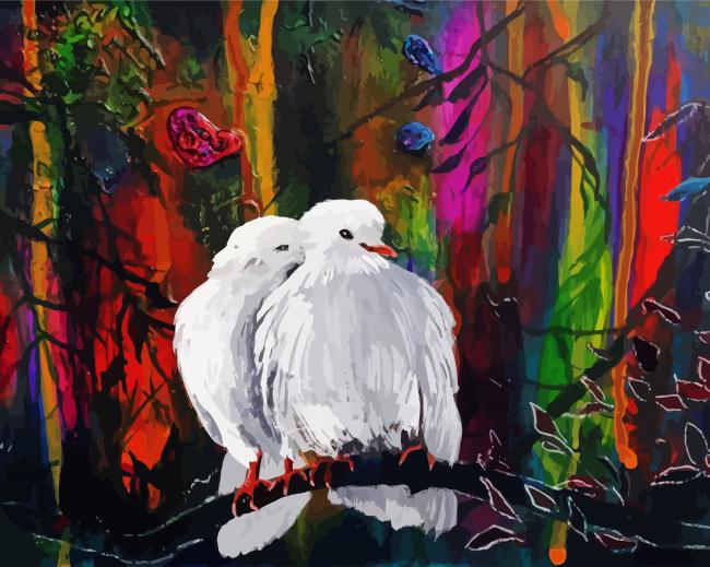 Romantic White Doves Art paint by numbers
