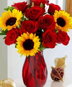 Roses And Sunflowers Vase paint by numbers